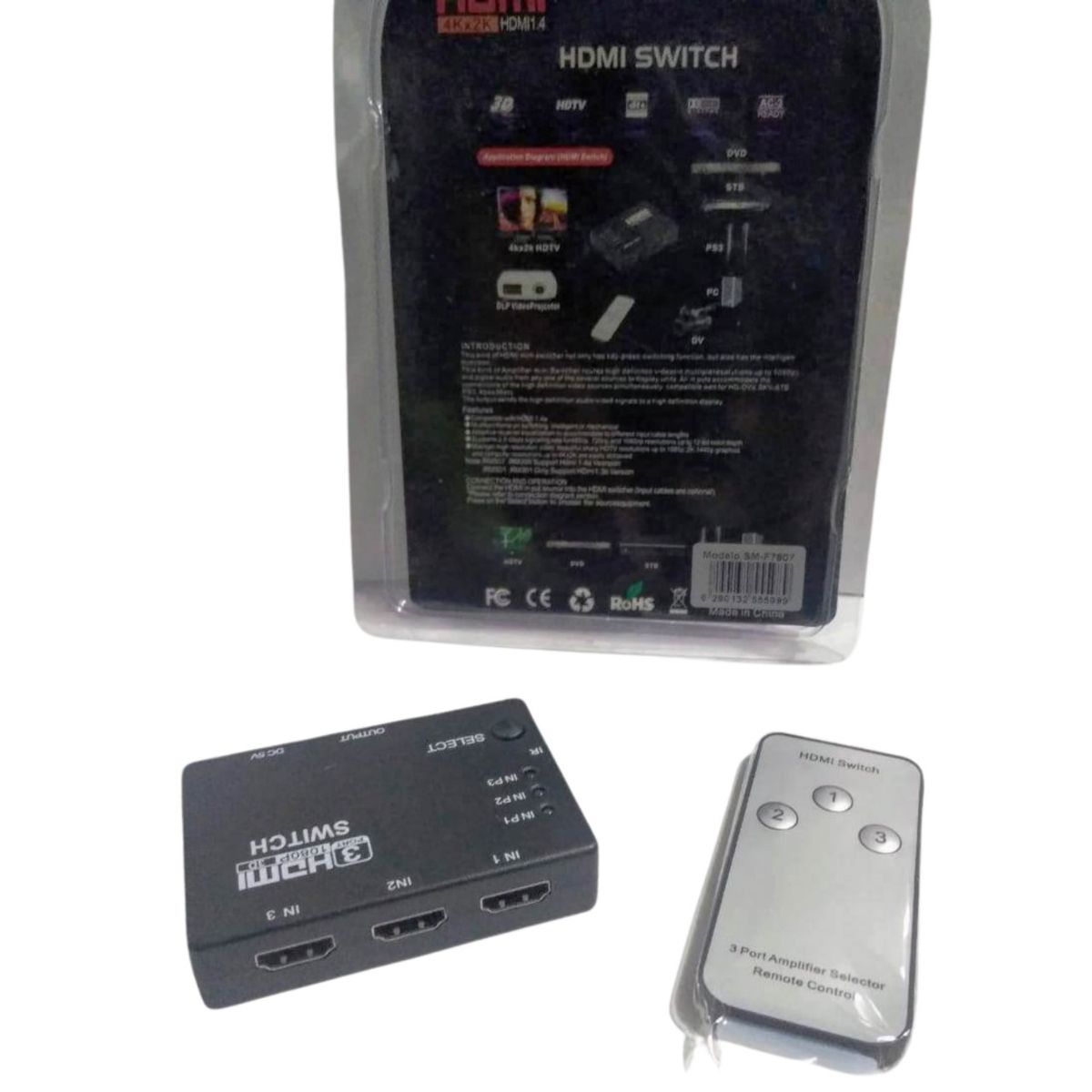 GENERICO - Switch Hdmi Conversor Adaptador Divisor 1x3 con Control
