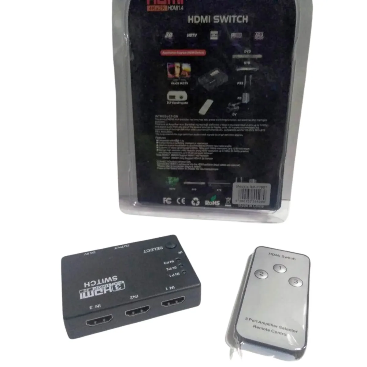 GENERICO - Switch Hdmi Conversor Adaptador Divisor 1x3 con Control