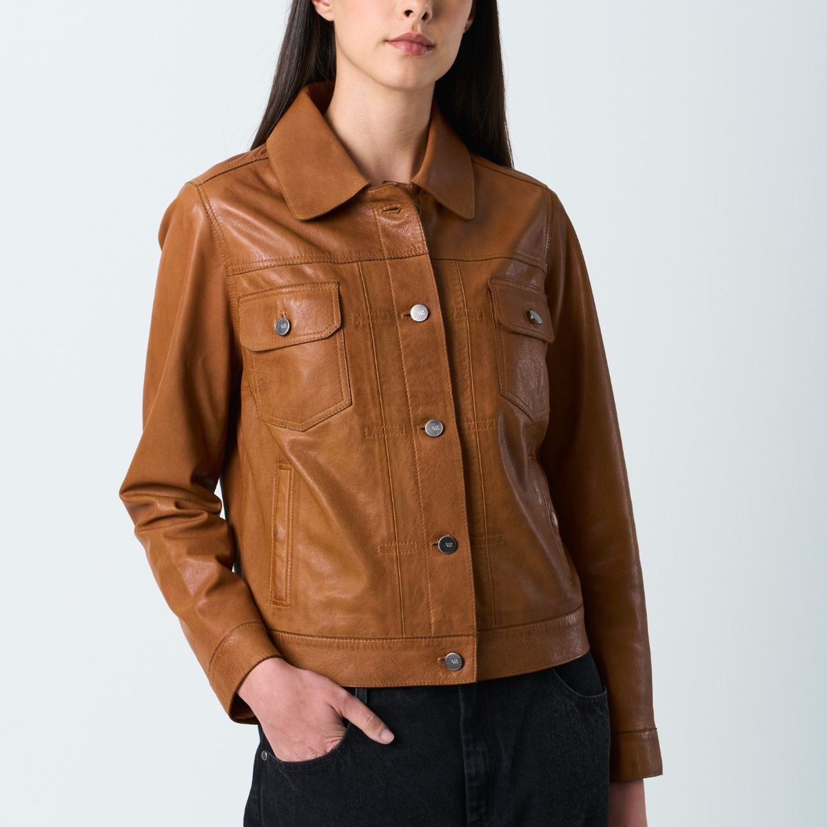 VELEZ - Vélez Casaca Kalahari De Cuero Mujer Silueta Trucker Miel