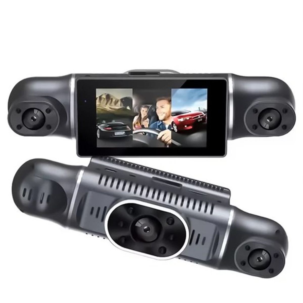 GENERICO - Cámara Para Auto Full Hd Triple Lente 1080p + Cámara Trasera