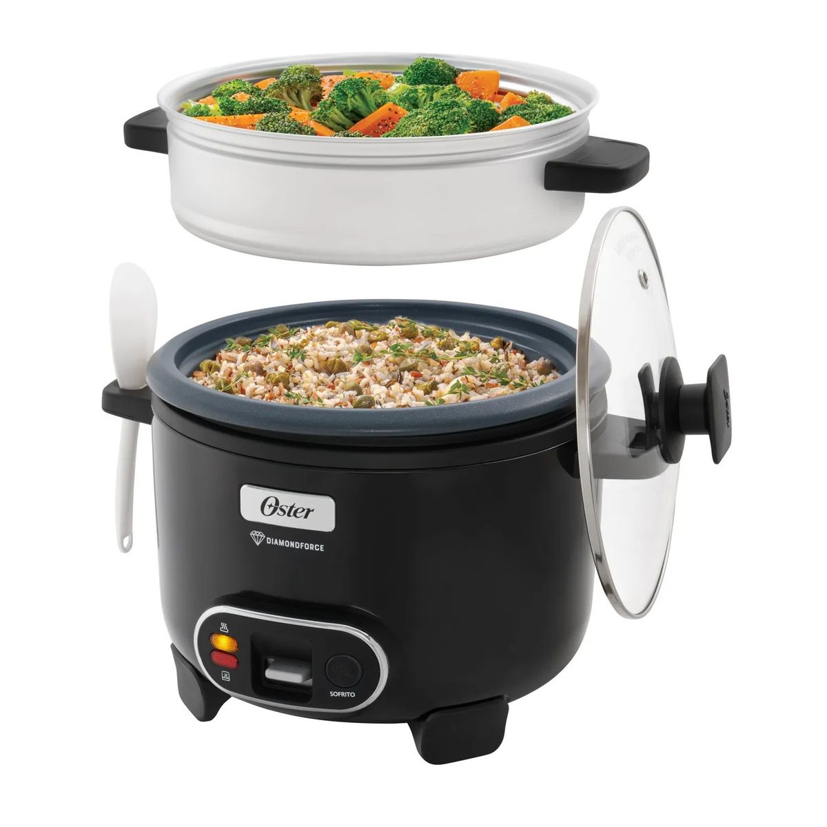 OSTER - Arrocera Oster 1.8Lts  Sofrito Vaporera DiamondForce Negra CKSTRC10DFBLK