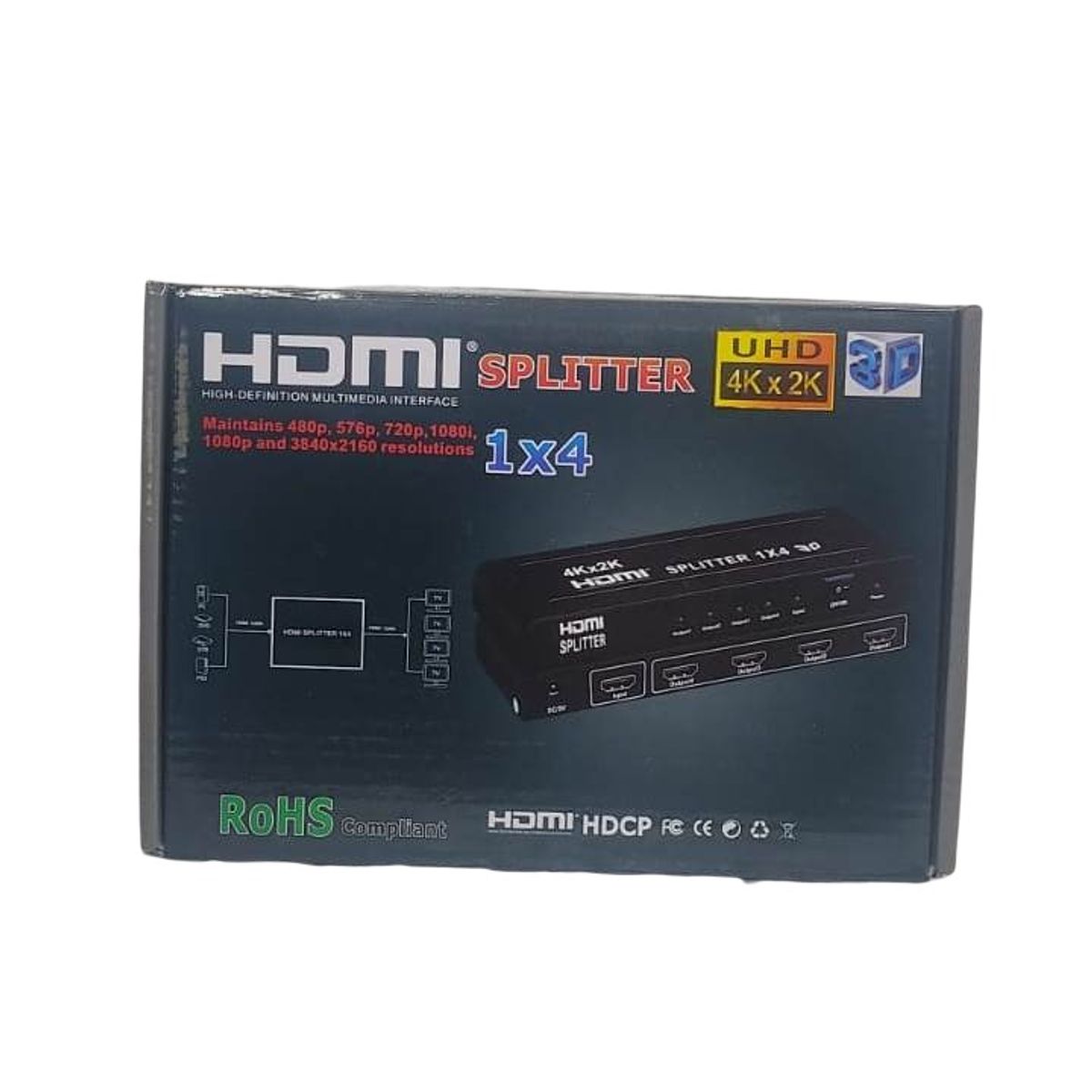 GENERICO - Splitter HDMI 1x4 Metalico Full Hd 4K 30hz 3D 1080P 60Hz 4 pantallas