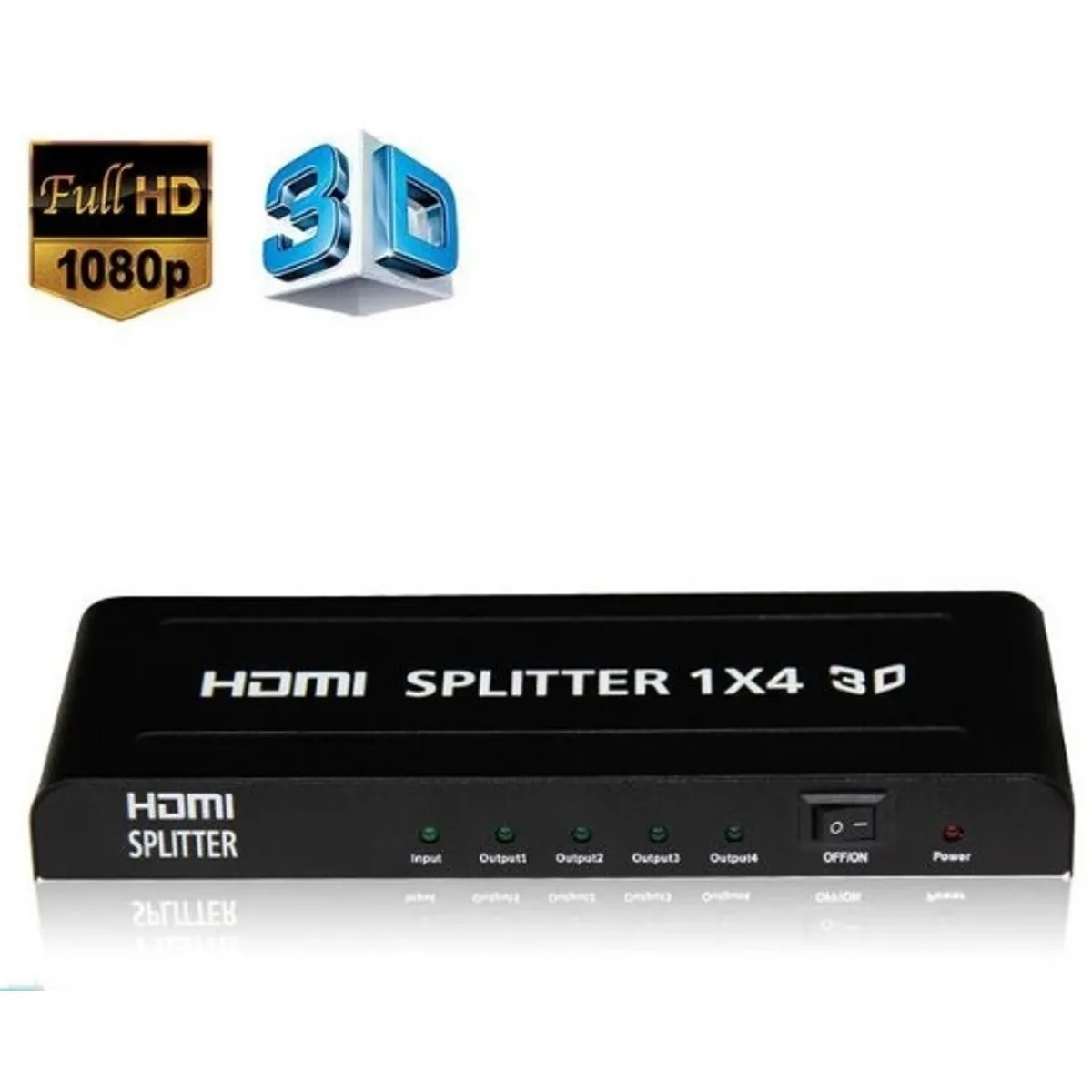 GENERICO - Splitter HDMI 1x4 Metalico Full Hd 4K 30hz 3D 1080P 60Hz 4 pantallas