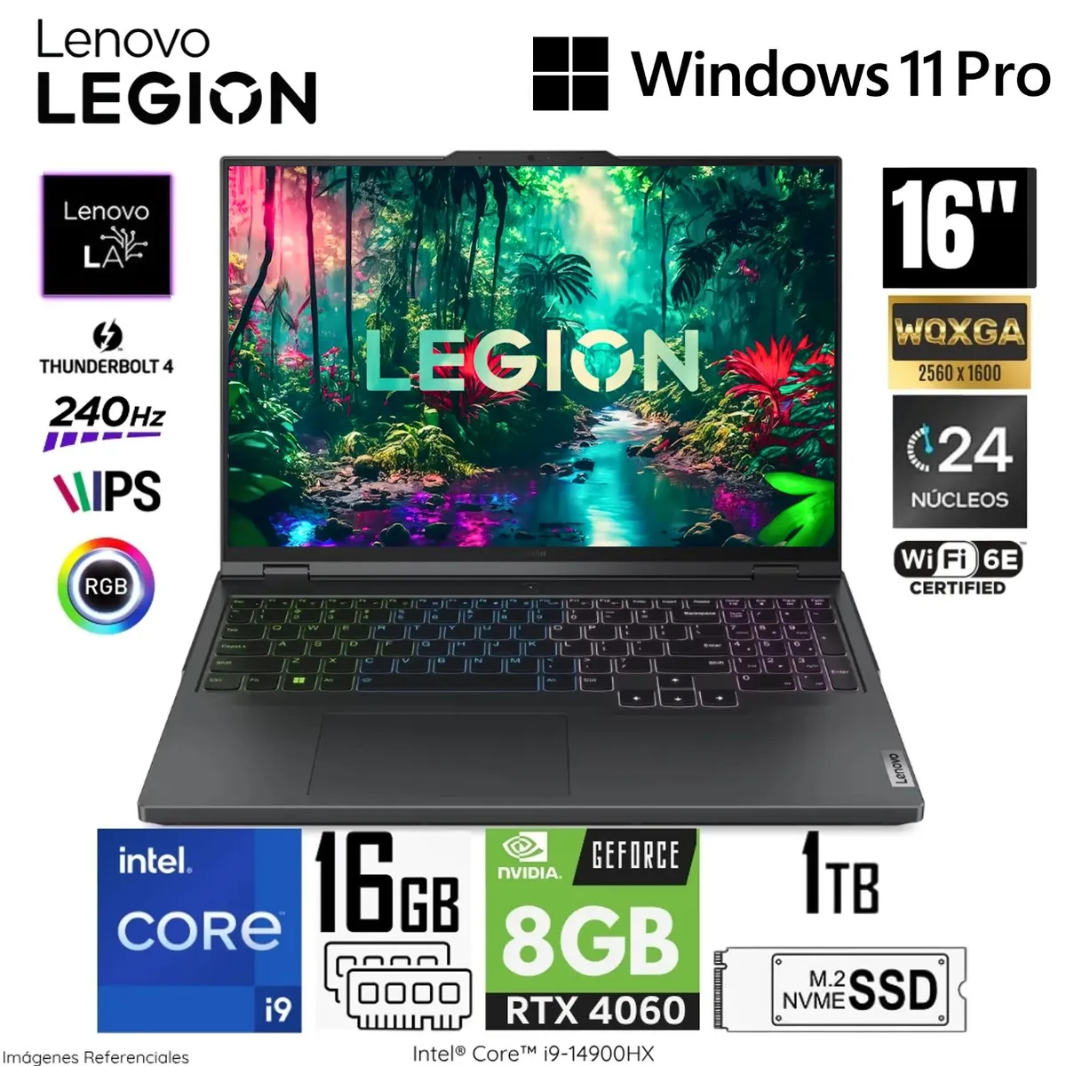 LENOVO - Laptop Lenovo Legion Pro 5 83DF00HQLM Intel Core i9-14900HX 16GB RAM 1TB SSD RTX 4060-8GB 16" WQXGA