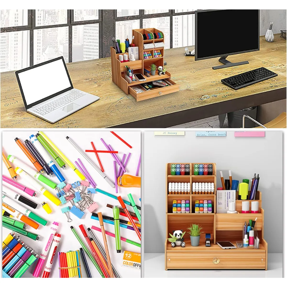 INSPIRA MARKET - Organizador de Escritorio de Madera