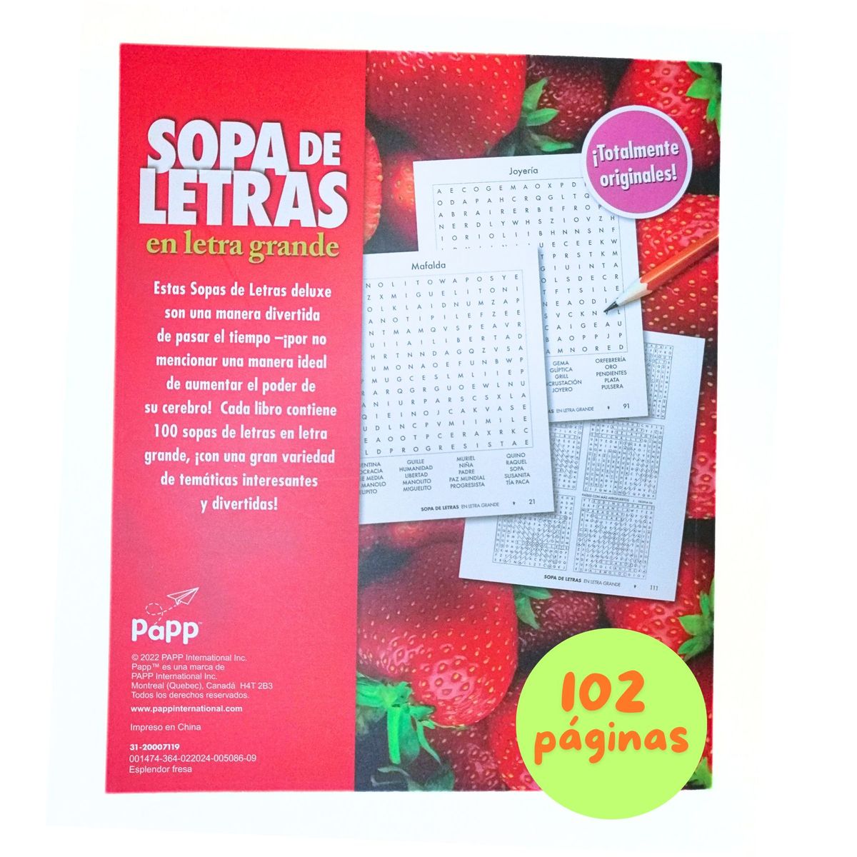 GENERICO - Libro sopa de letras en letra grande - mejorar la memoria - edicion fresa