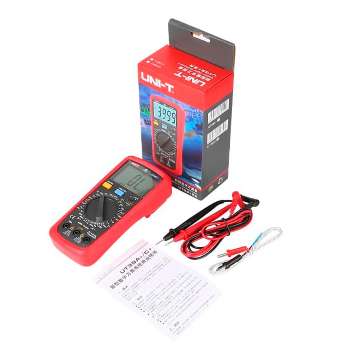 UNI T - Multimetro Digital UT39C+ True RMS Temperatura Capacitancia Voltaje Hasta 600V UNI-T