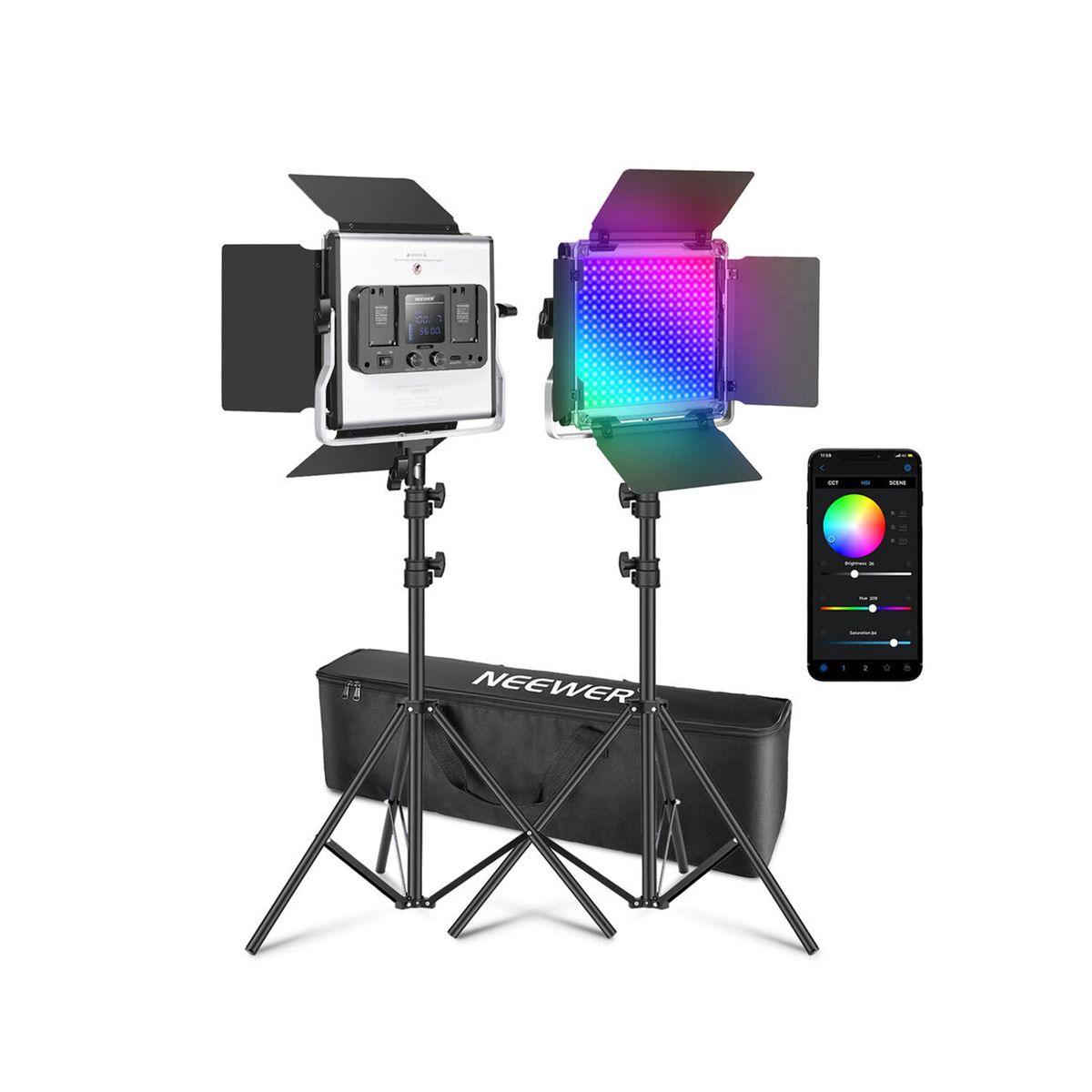 NEEWER - Kit de 2 luces Neewer LED RGB 660 PRO II