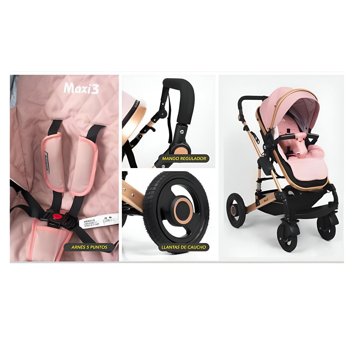 GENERICO - Coche Moisés Baby Craft Maxi 3 - Rosado