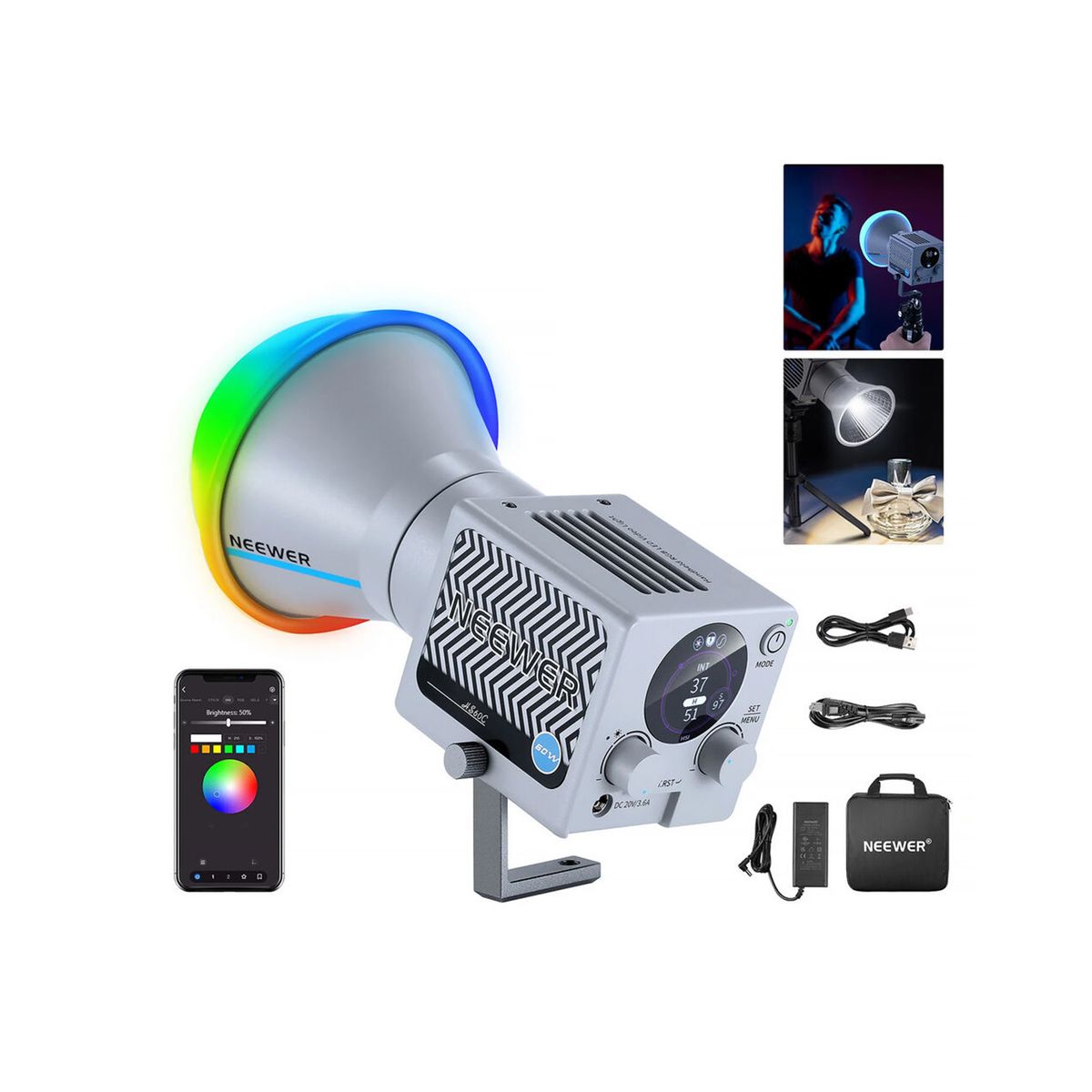 NEEWER - Luz Led portátil Neewer de 60W RGB - HS60C