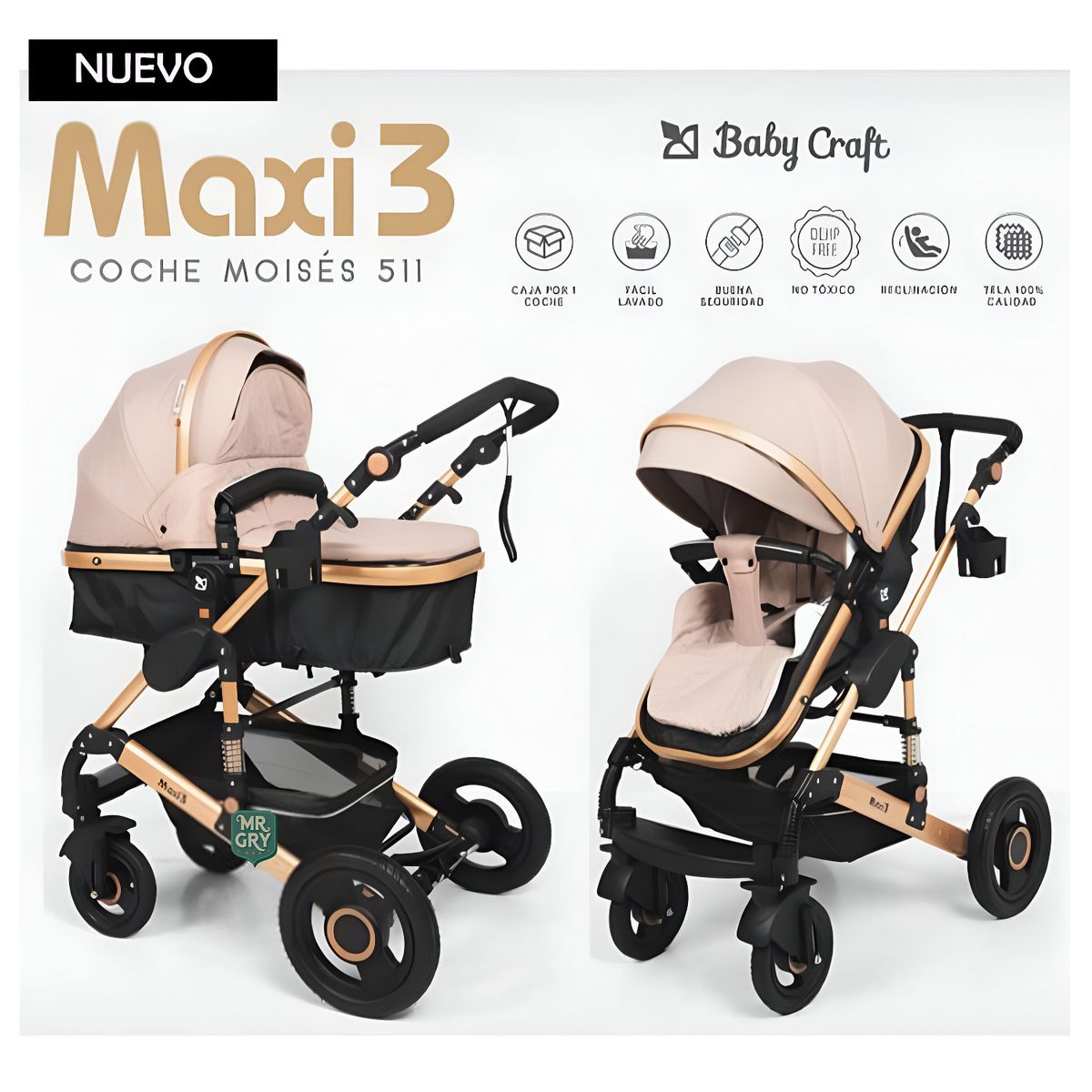 GENERICO - Coche Moisés Baby Craft Maxi 3 -Beige