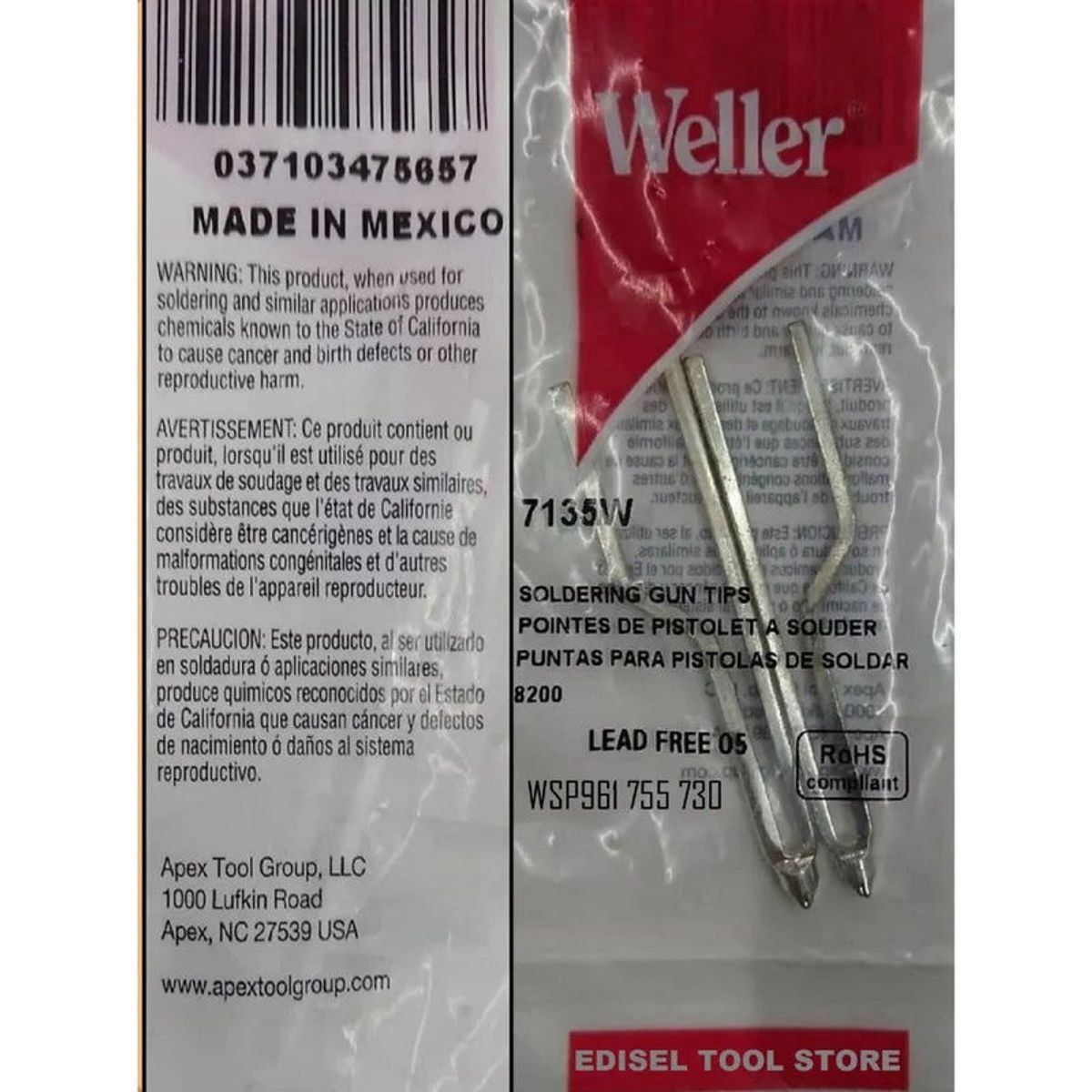 GENERICO - Puntas Para Pistola De Soldar Weller 140100w repuesto