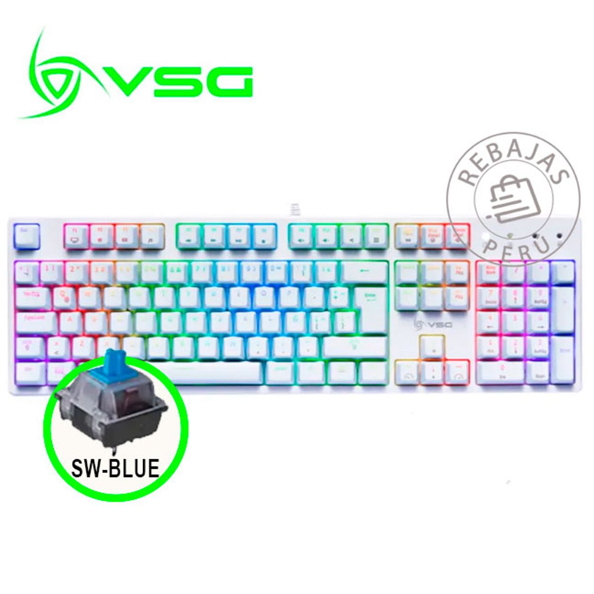 VSG - Teclado Mecánico VSG Alnilam RGB White Switch Azul Kailh 105 Teclas