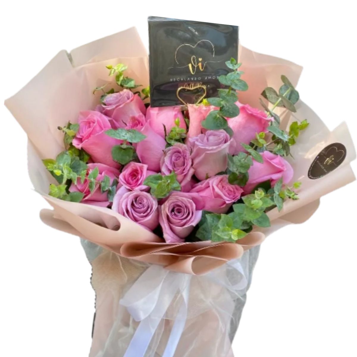 GENERICO - Ramo Violeta  14 Rosas Lila o Rosadas - Ramo de flores