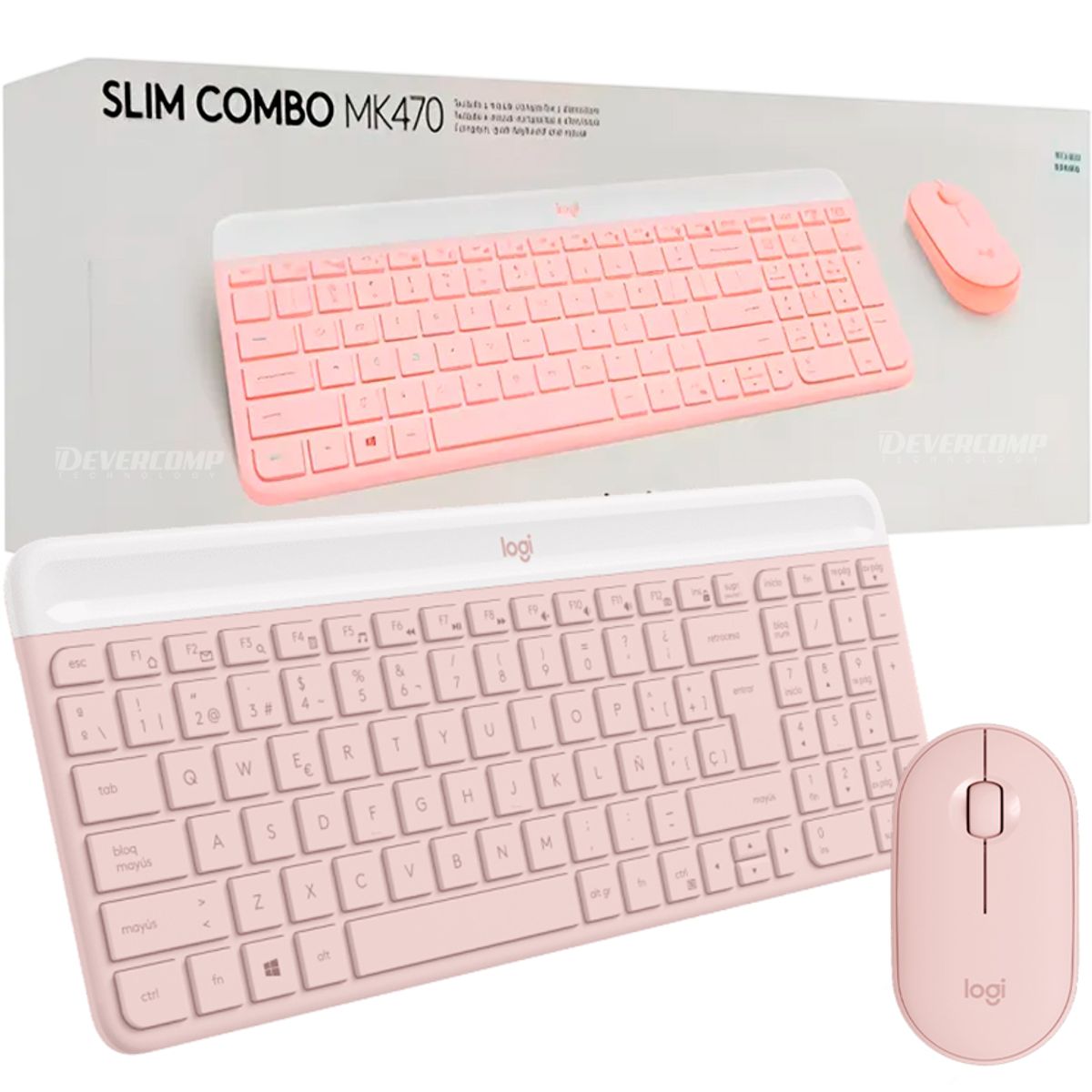 LOGITECH - Teclado y mouse Logitech MK470 Slim Wireless Rosa