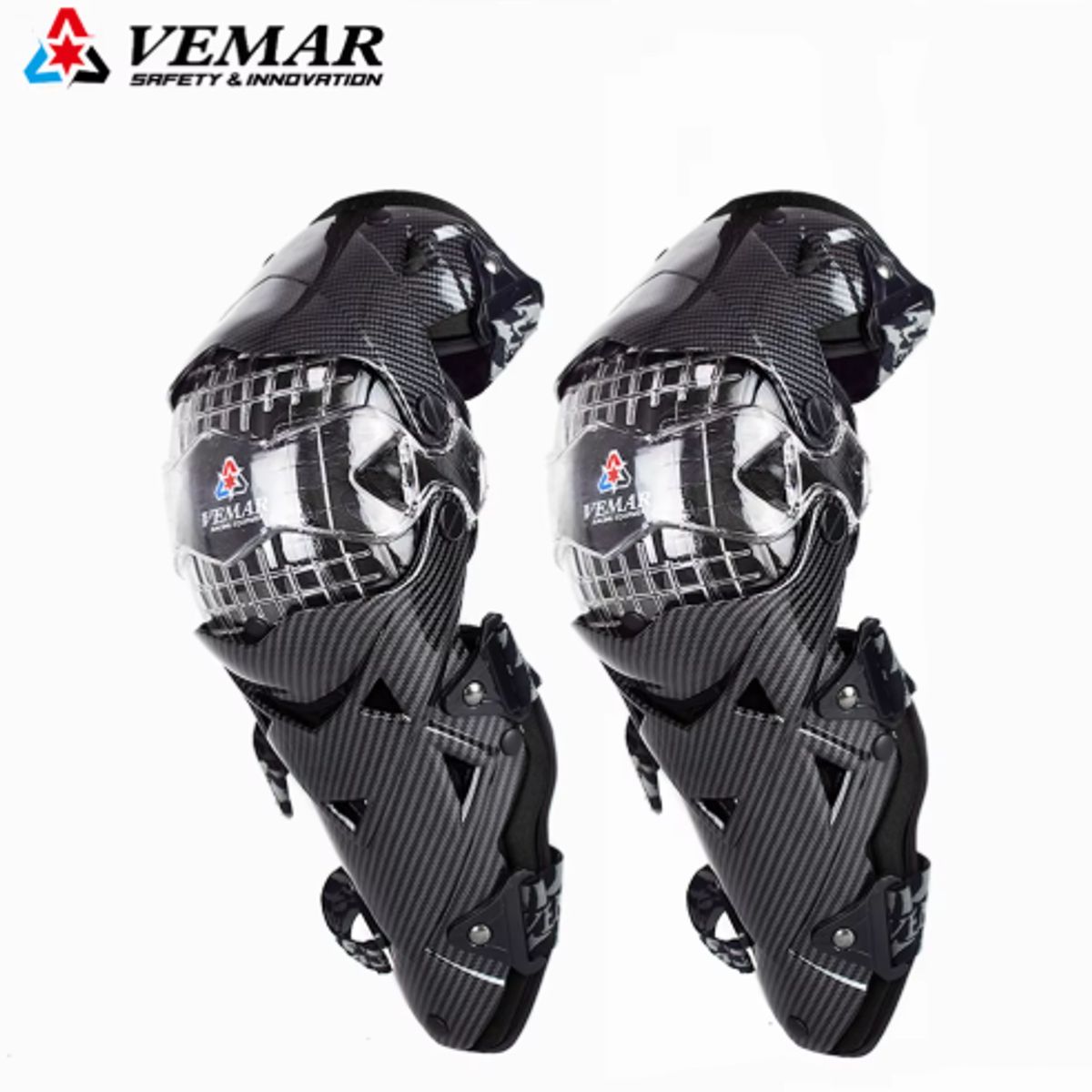 GENERICO - RODILLERAS MOTO ARTICULADAS K12 VEMAR CARBONO