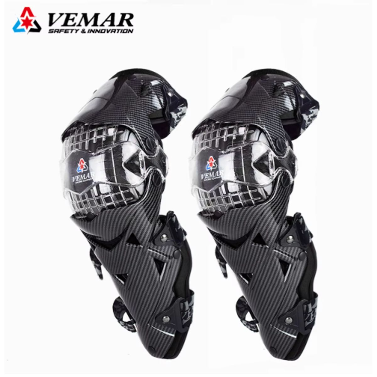 GENERICO - RODILLERAS MOTO ARTICULADAS K12 VEMAR CARBONO