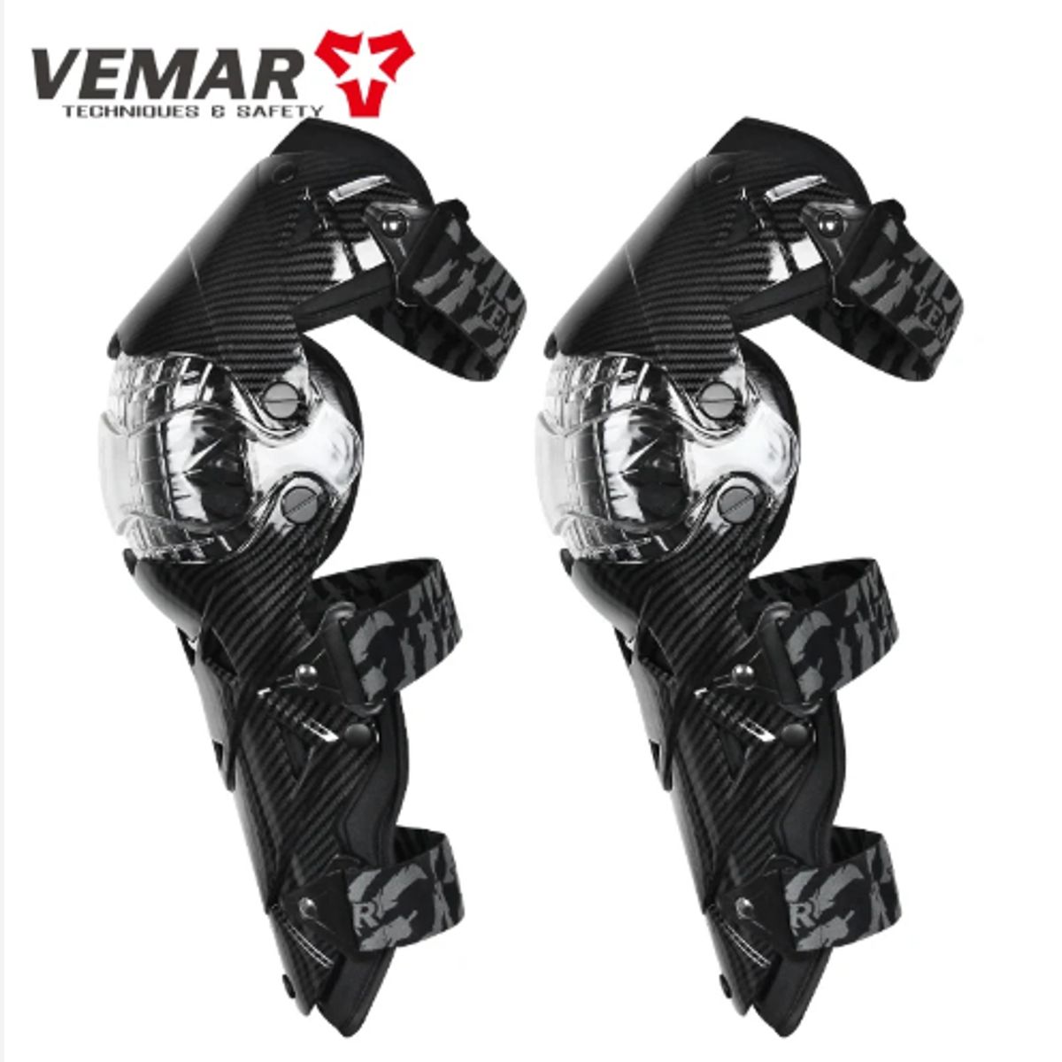 GENERICO - RODILLERAS MOTO ARTICULADAS K12 VEMAR CARBONO