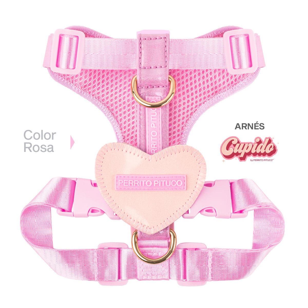 PERRITO PITUCO - ARNÉS PERRITO PITUCO CUPIDO ROSA TALLA S