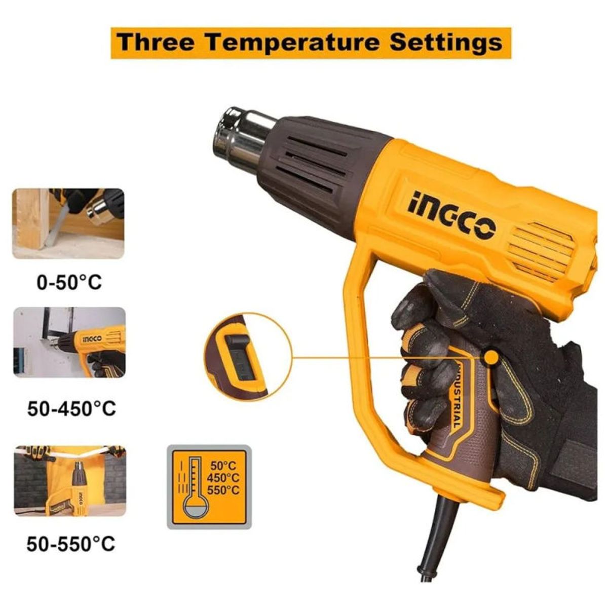 INGCO TOOLS - Pistola de Calor 2000W con Accesorios Ingco HG200078