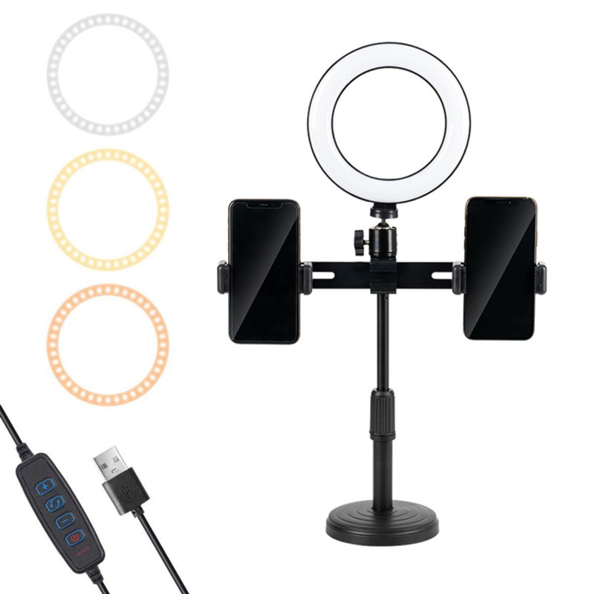 GENERICO - ARO DE LUZ DE MESA CON SOPORTE DE CELULAR