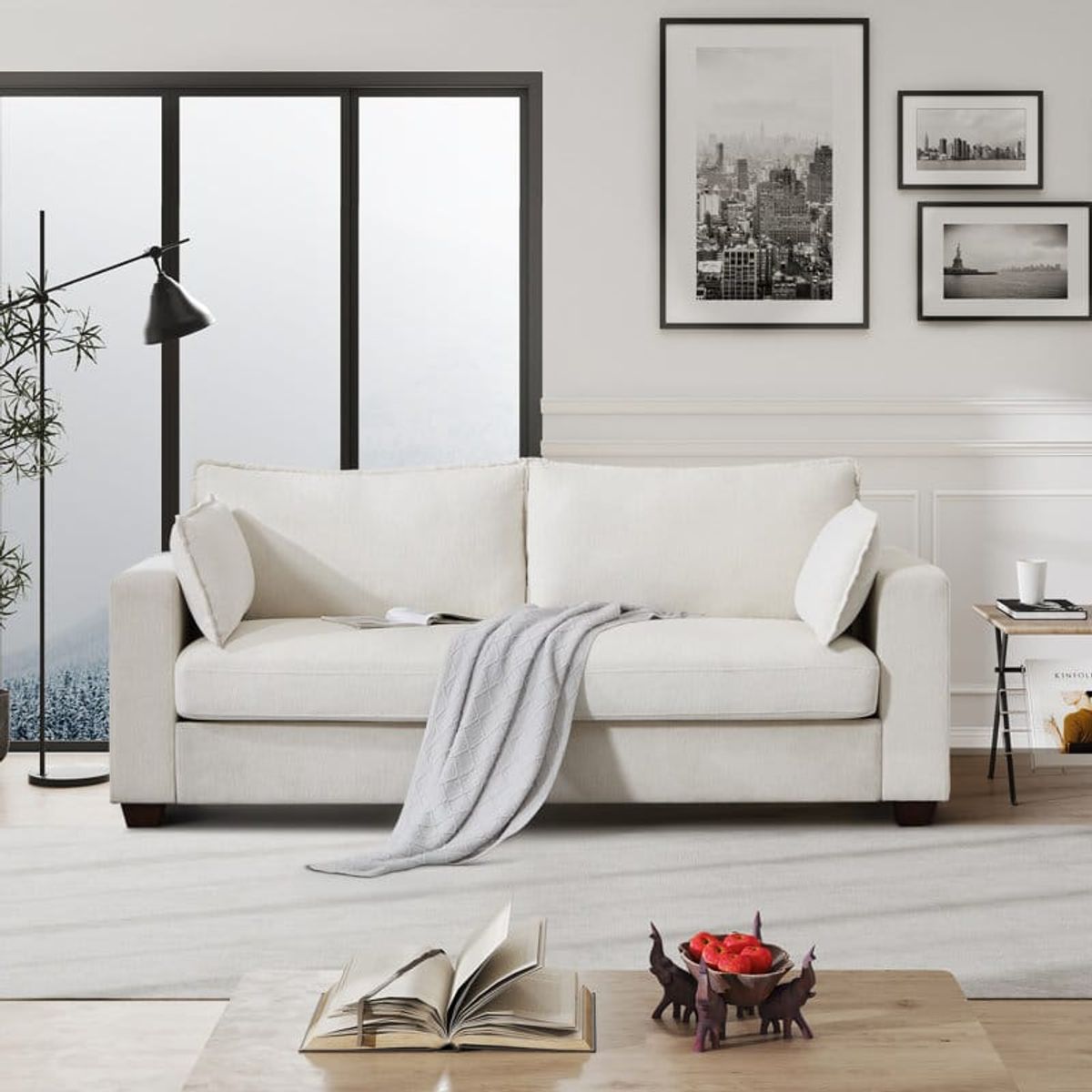 ARTSOFA - Sofá sillvia  impermeable beige  claro  3 cuerpos + obsequio