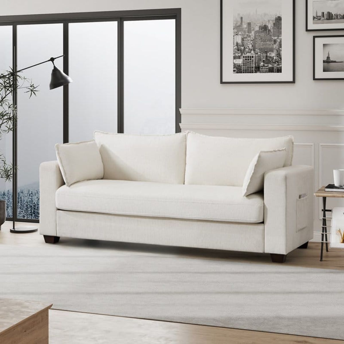 ARTSOFA - Sofá sillvia  impermeable beige  claro  3 cuerpos + obsequio