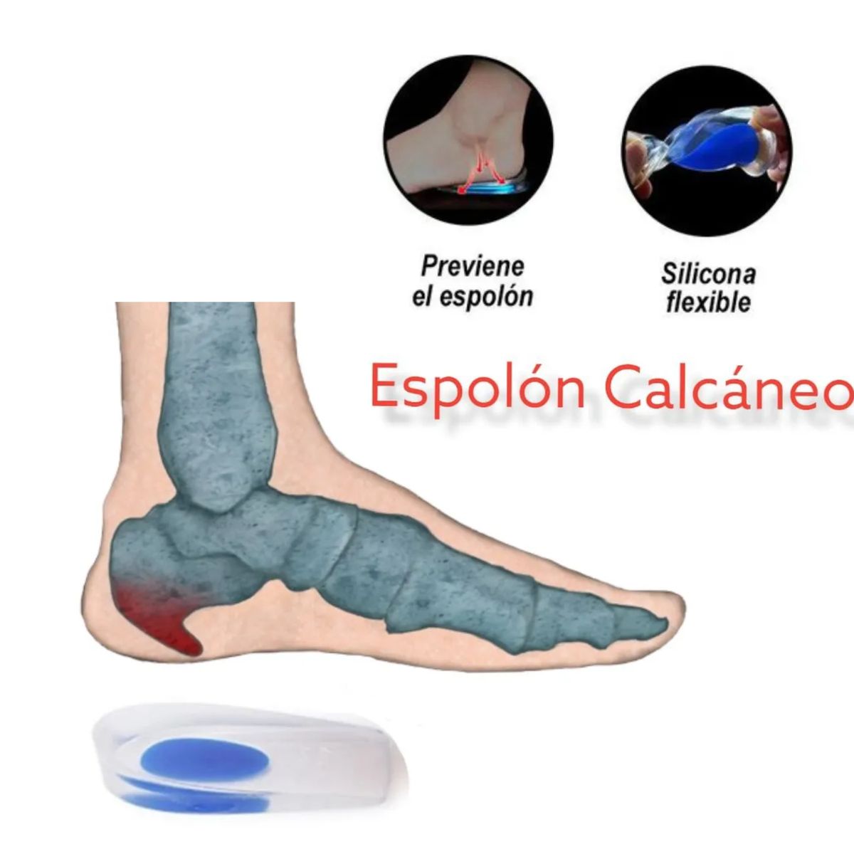 LH ELECTRONIC - Talonera Almohadilla Silicona Gel Flexible Para Dolor Espolon Calcaneo