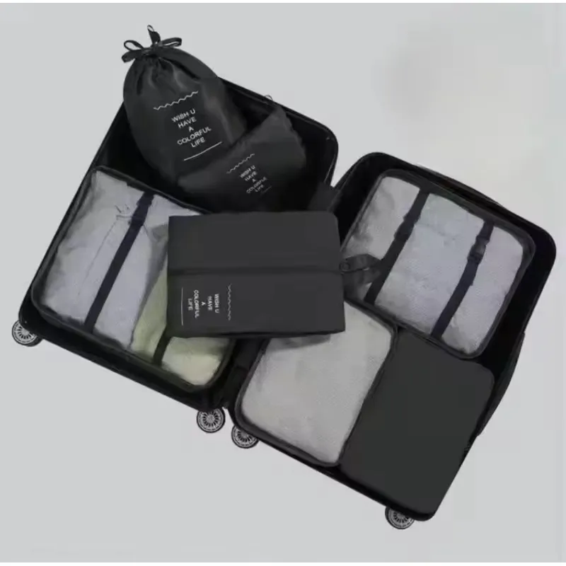 TRAVEL - Organizador para maleta Travel 7 piezas impermeable - Negro