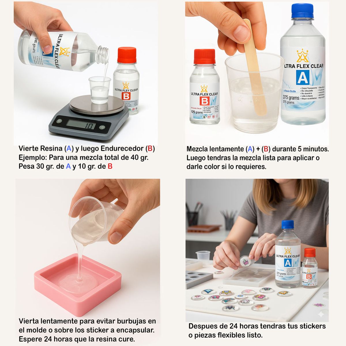 GENERICO - Resina Epóxica Ultra Flexible 1 Kg. 3x1 Transparente Resistente