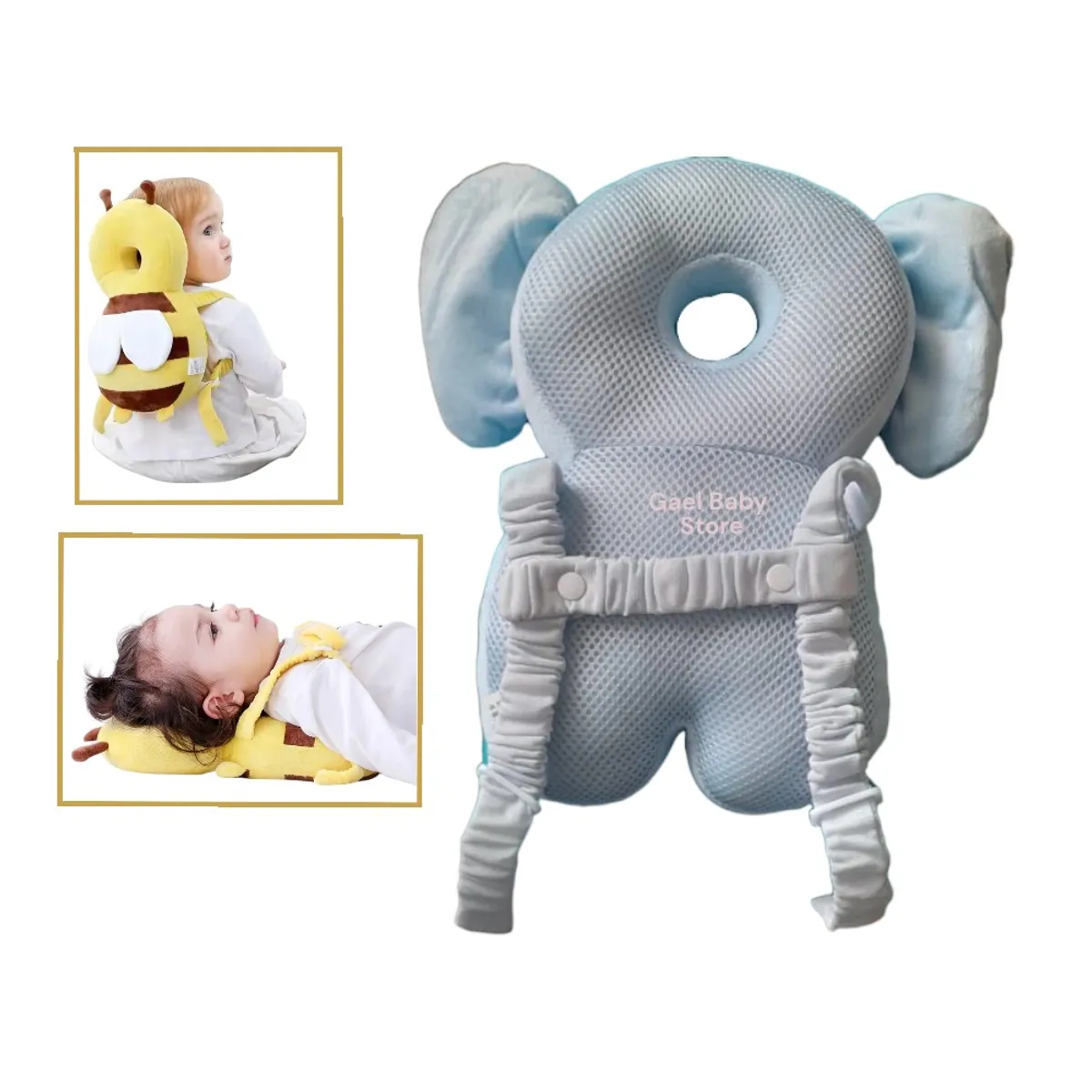 GENERICO - MOCHILA  PROTECTORA DE CABEZA PARA BEBÉS DISEÑO ELEFANTE