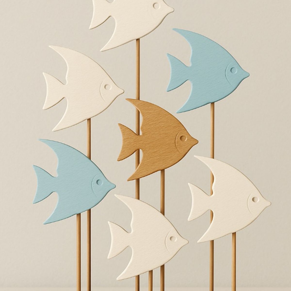 BOSQUE INVERNAL DECORACION ECO ALTERNATIVA - Cardumen de peces Ángel  adorno de mesa