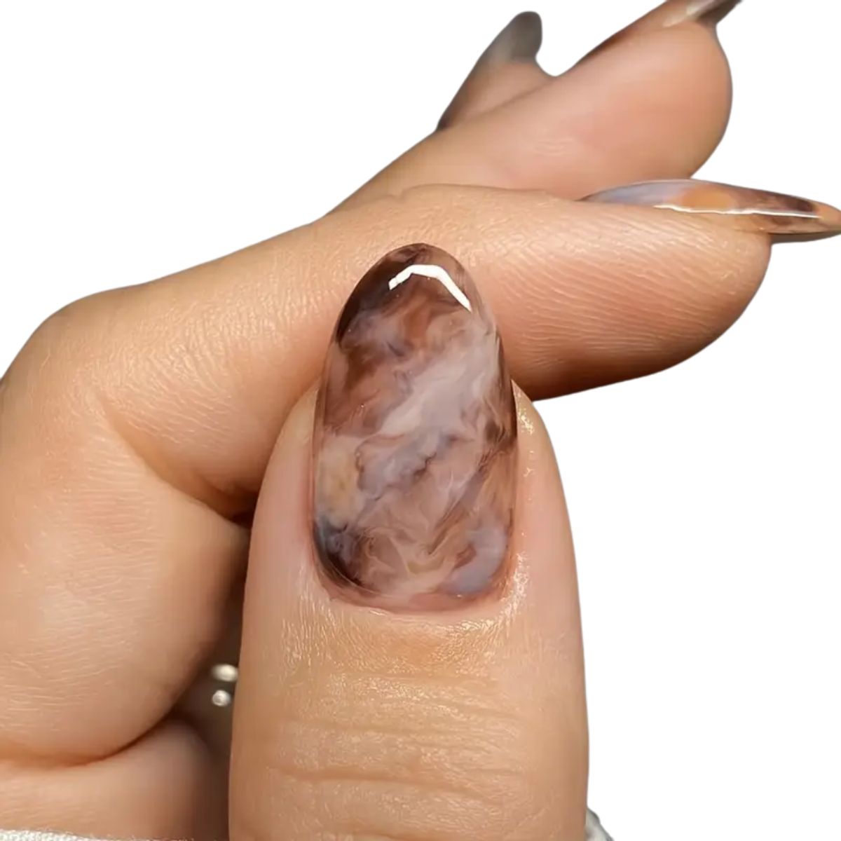 GENERICO - Uñas Press On - Marmoleadas marrones - Set de 26 piezas