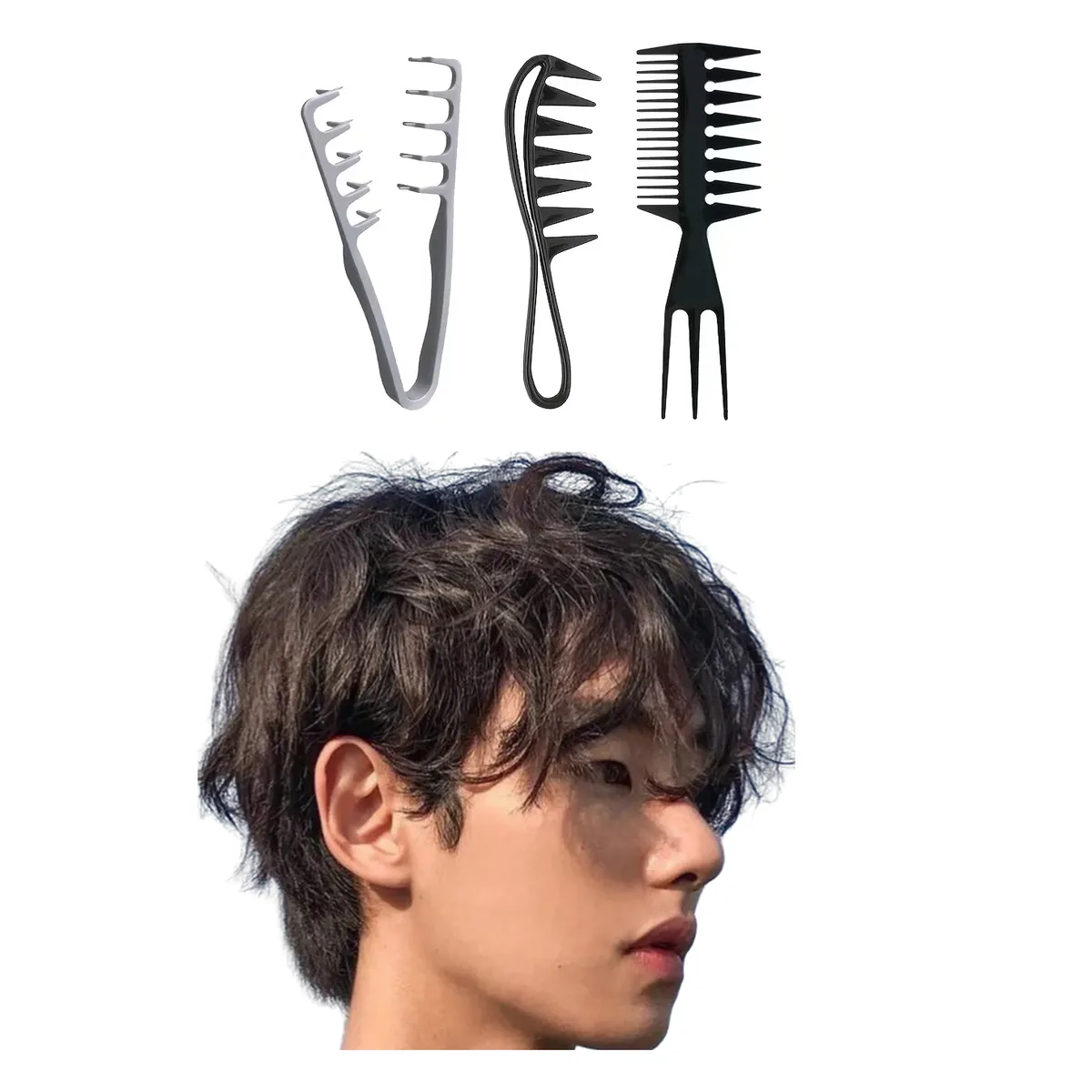 GENERICO - Peine Premium set x3 Para Peinados Con Textura Texturizado estilo coreano