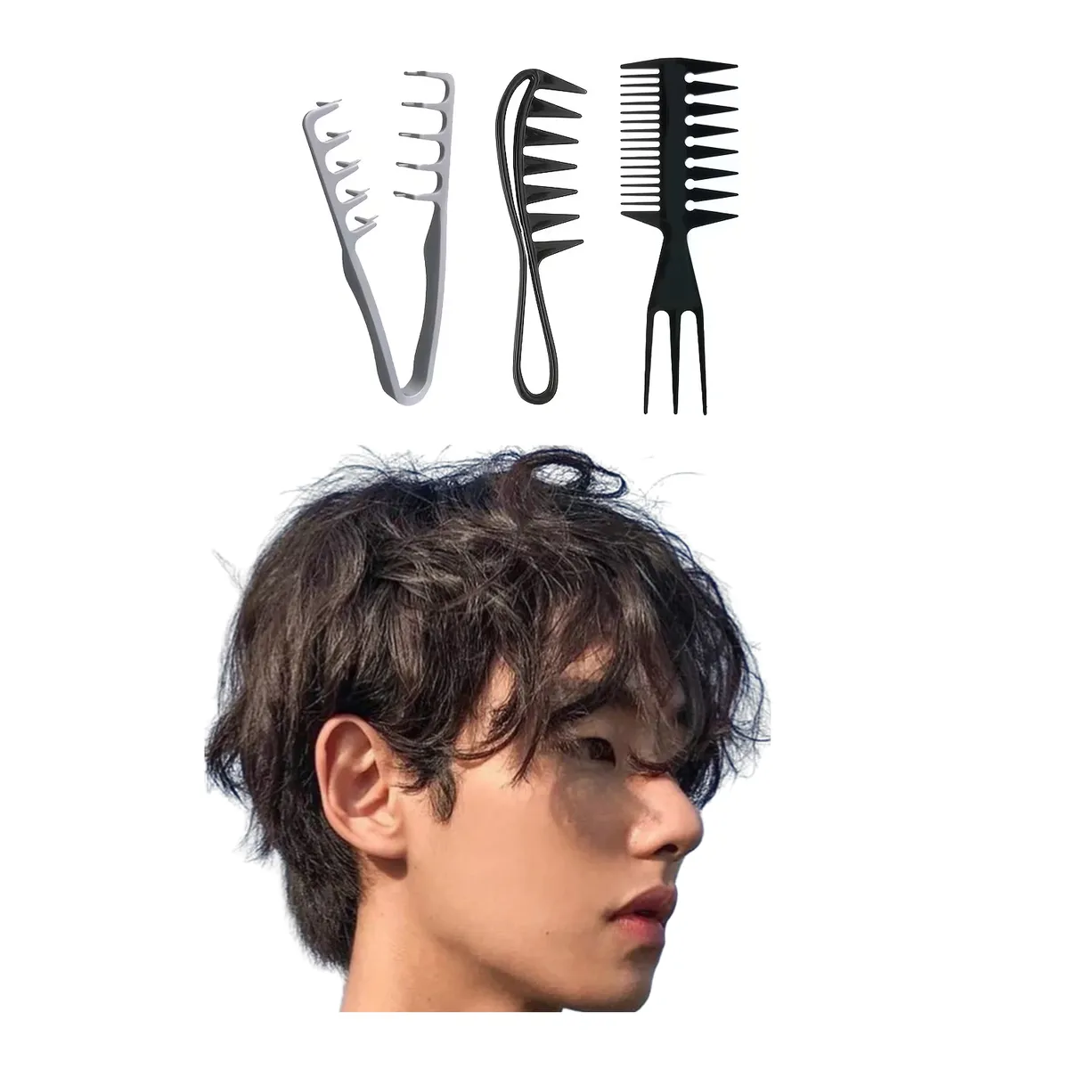 GENERICO - Peine Premium set x3 Para Peinados Con Textura Texturizado estilo coreano