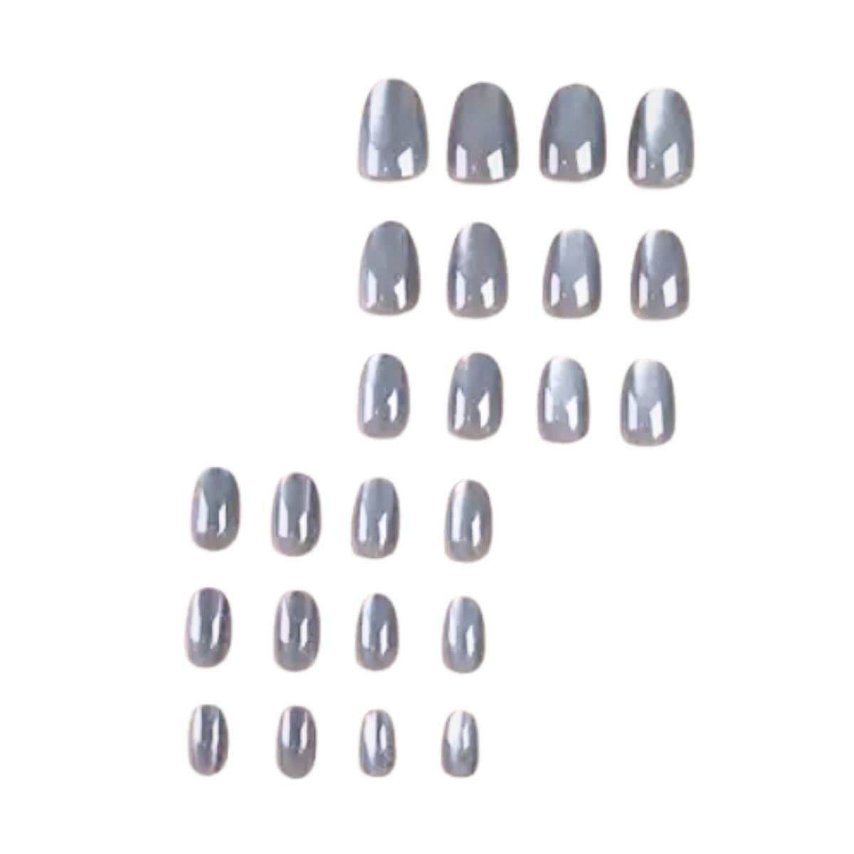 GENERICO - Uñas Press On - Cat eye gris - Set de 26 piezas