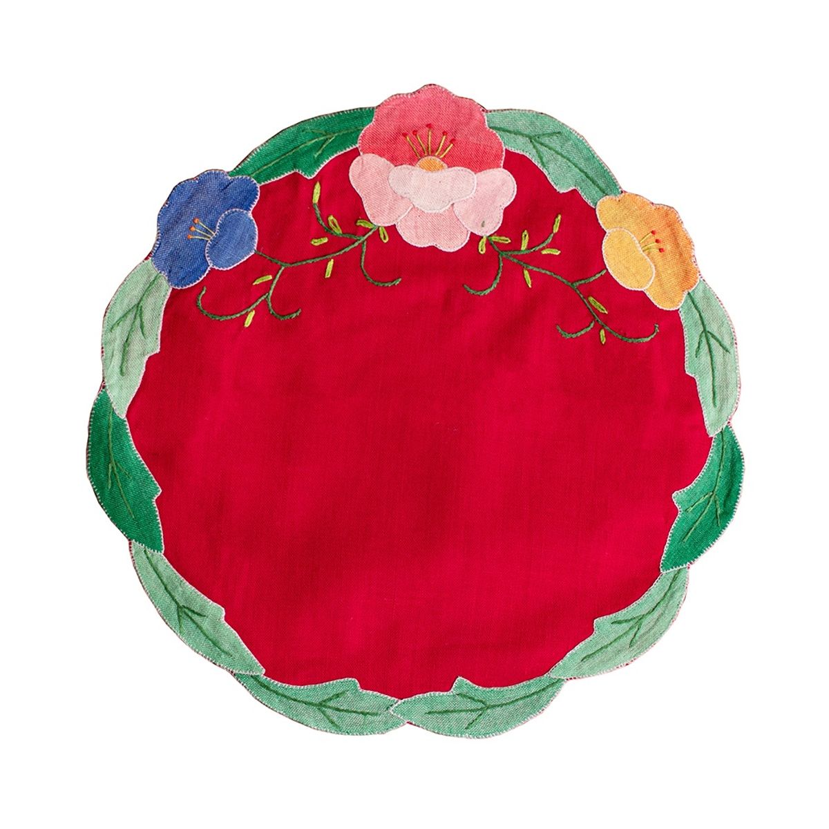 PANADECOR - Tapete Redondo Algodón Rojo Panorama Hogar