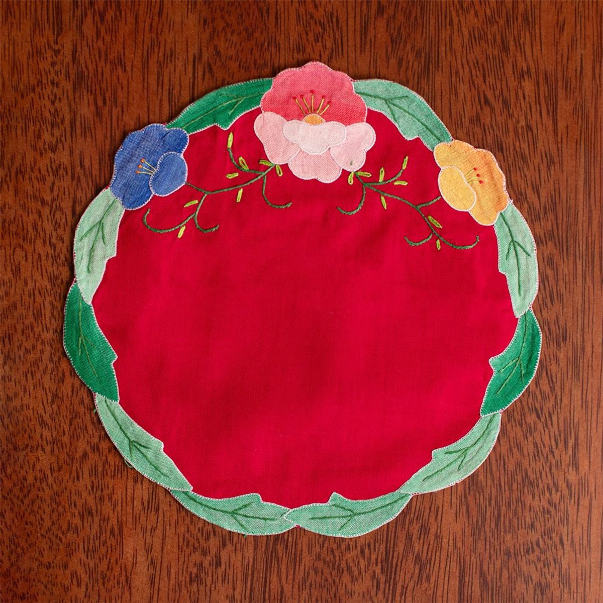 PANADECOR - Tapete Redondo Algodón Rojo Panorama Hogar