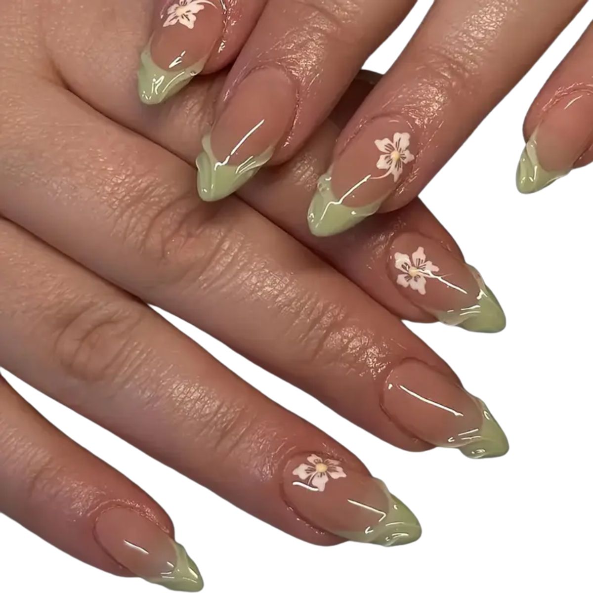 GENERICO - Uñas Press On - Verde claro relieve 3D - Set de 26 piezas