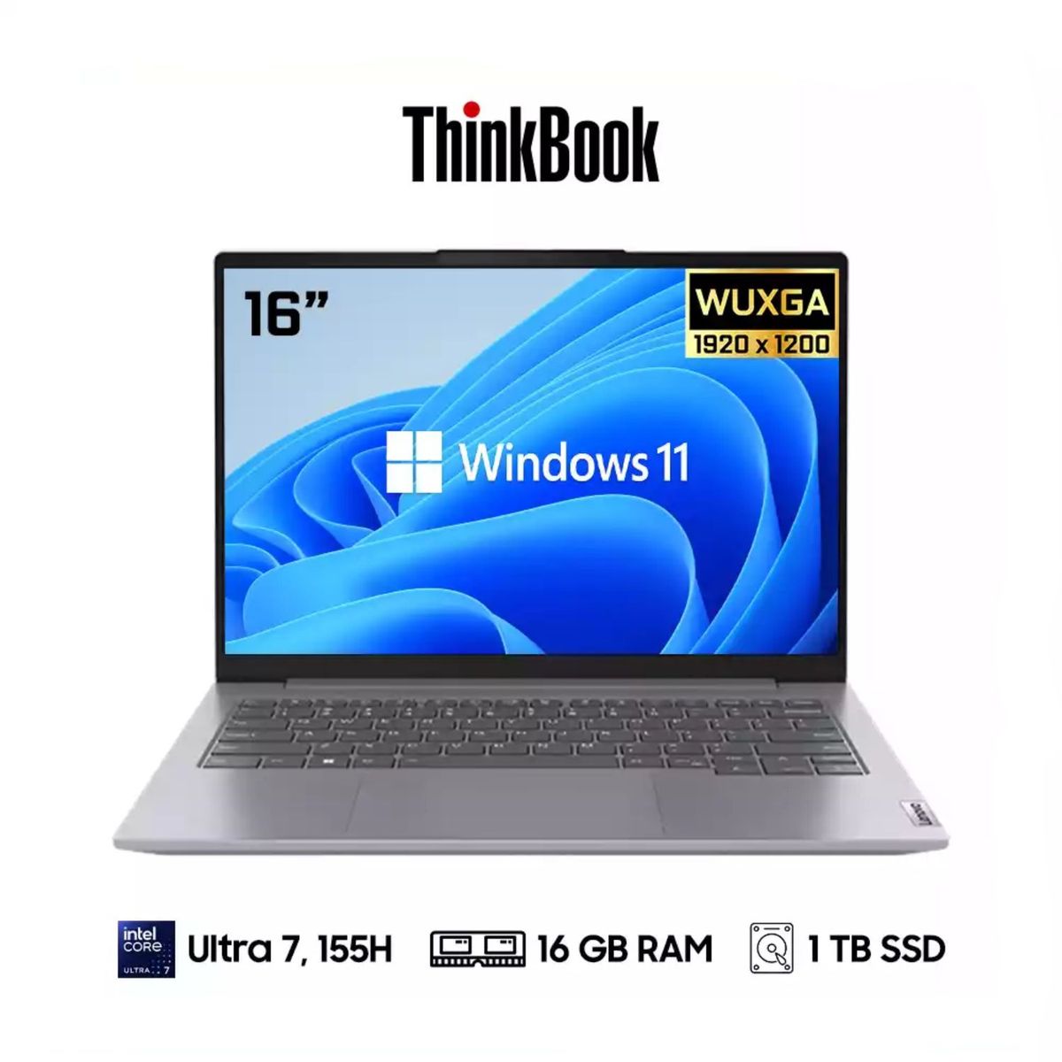 LENOVO - Laptop Lenovo Thinkbook 16 G7 IML 21MS00CDLM Intel Core Ultra 7-155H 16GB 1TB SSD 16" WUXGA W11 pro