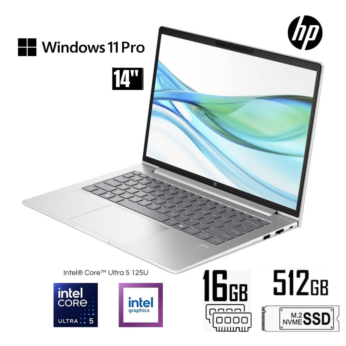 HP - Laptop HP ProBook 440 G11 14" WUXGA Intel Core Ultra 5-125U 16GB 512GB W11 Pro Pantalla Tactil