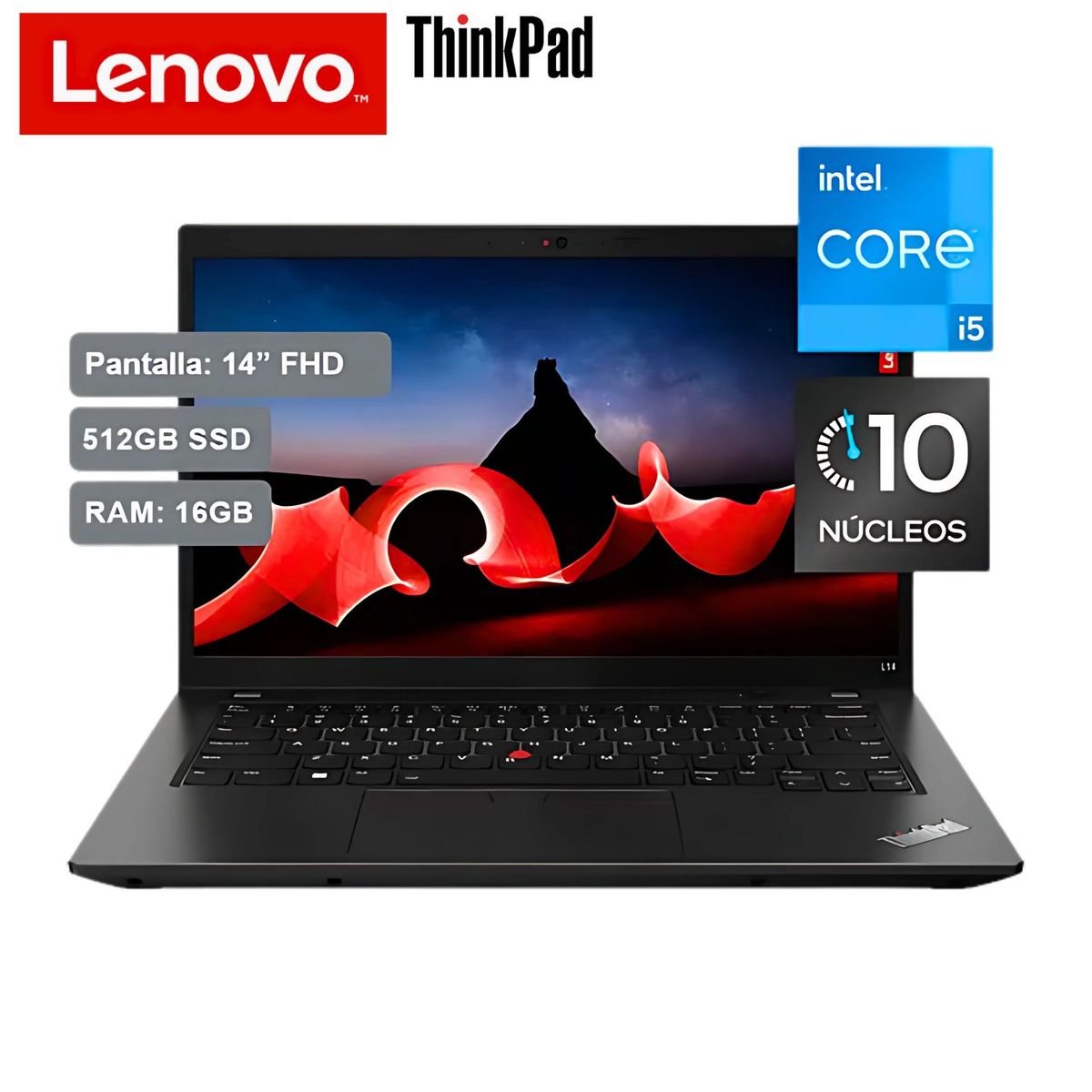 LENOVO - Laptop LENOVO ThinkPad L14 Gen 4 Intel Core i5-1335U 16GB 512GB 14"FHD W11 PRO Negro 21H2000KLM