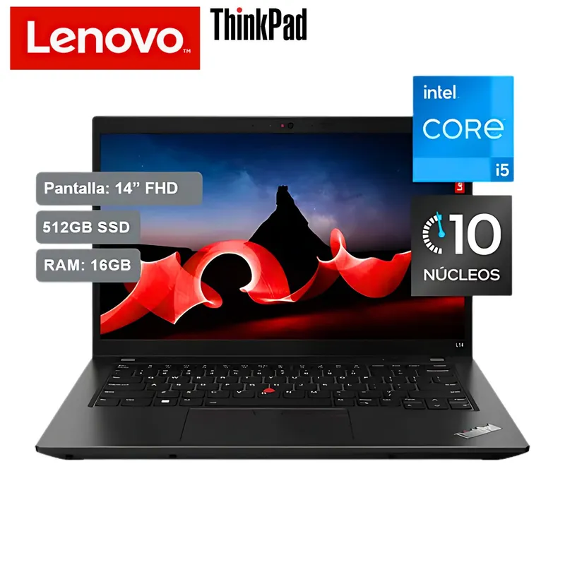 LENOVO - Laptop LENOVO ThinkPad L14 Gen 4 Intel Core i5-1335U 16GB 512GB 14"FHD W11 PRO Negro 21H2000KLM