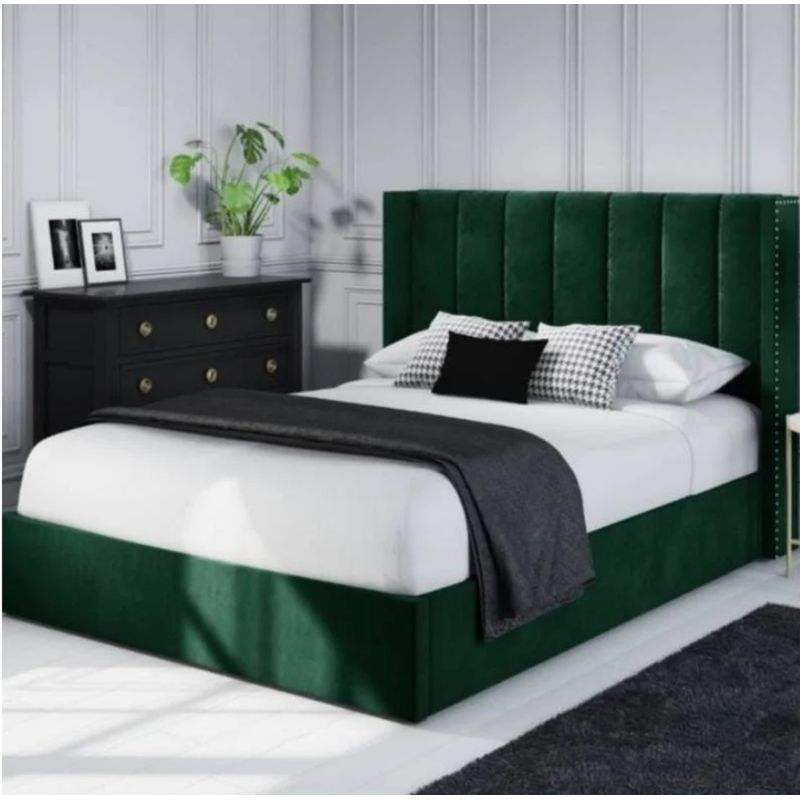 GENERICO - Cama Emerald 2 Plazas - Verde Oscuro