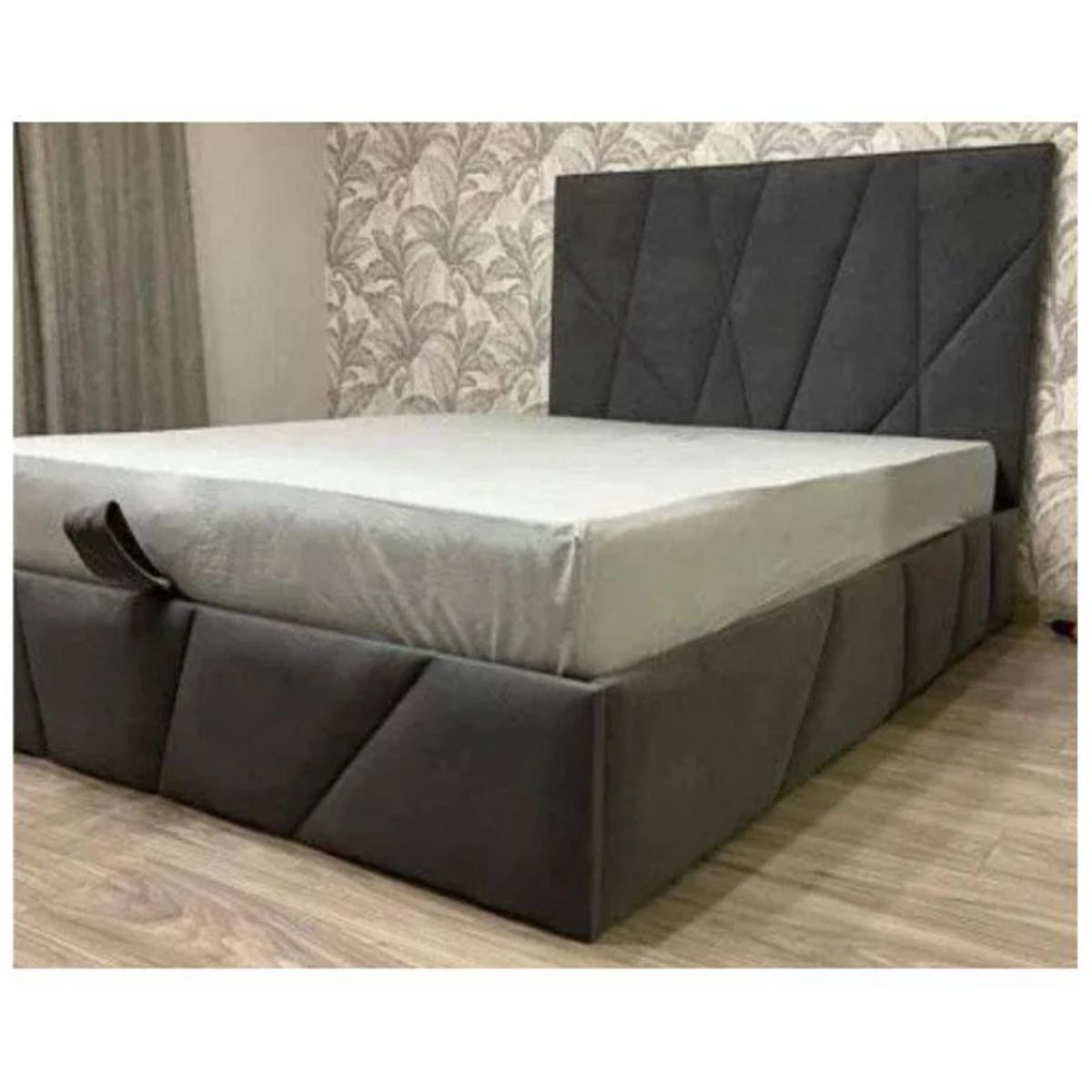 GENERICO - Cama Geometry Queen - Plomo Oscuro