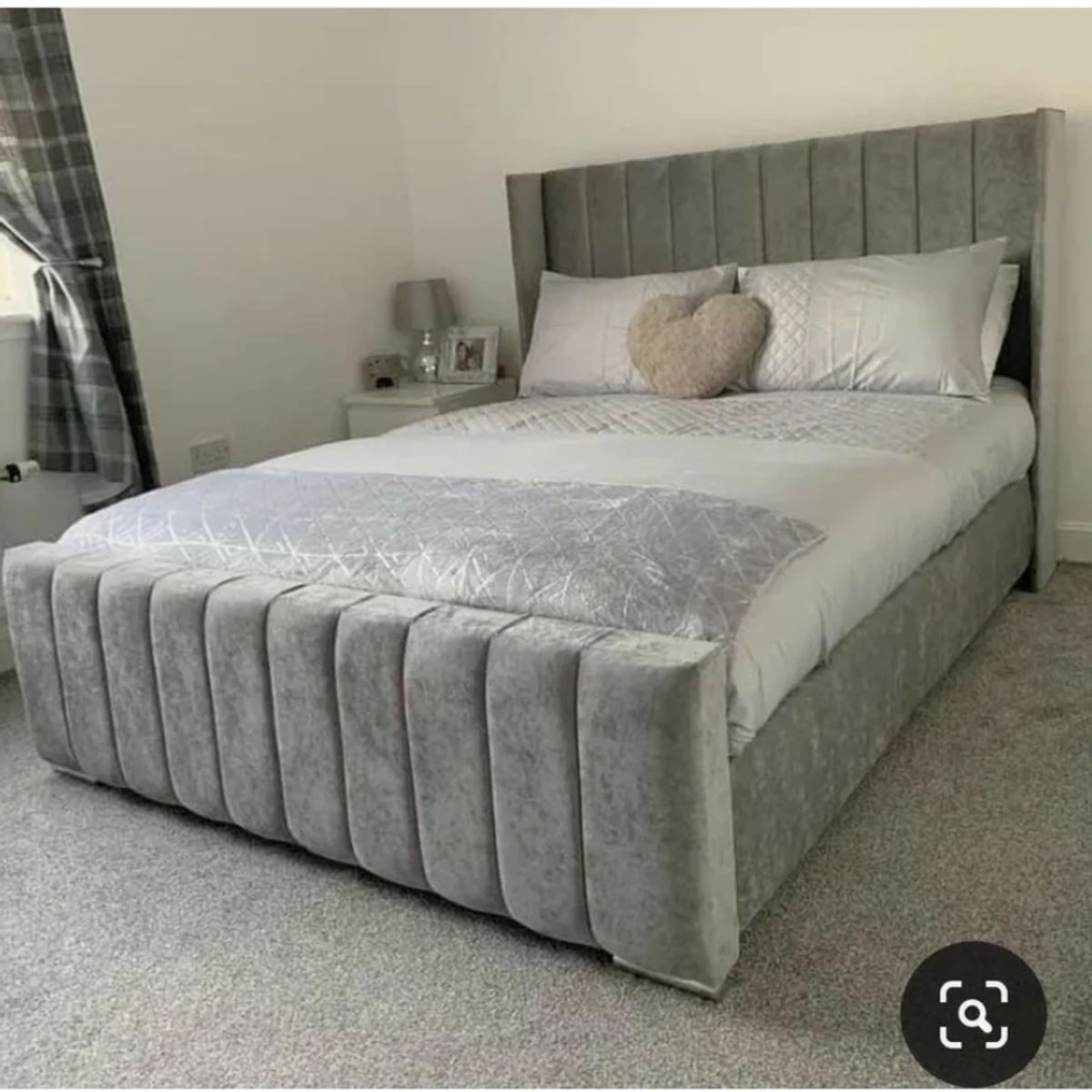 GENERICO - Cama Panel 2 Plazas - Gris Claro