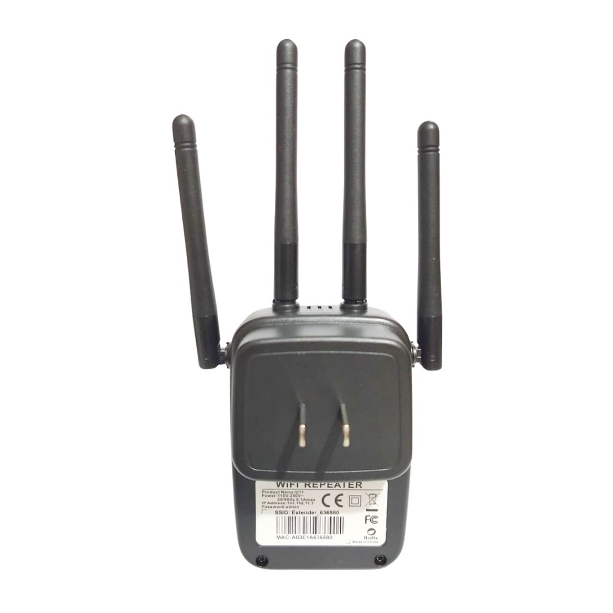 GENERICO - Repetidor Wifi Inalámbrico Alambrico  2.4Ghz 300Mbps 4 Antenas