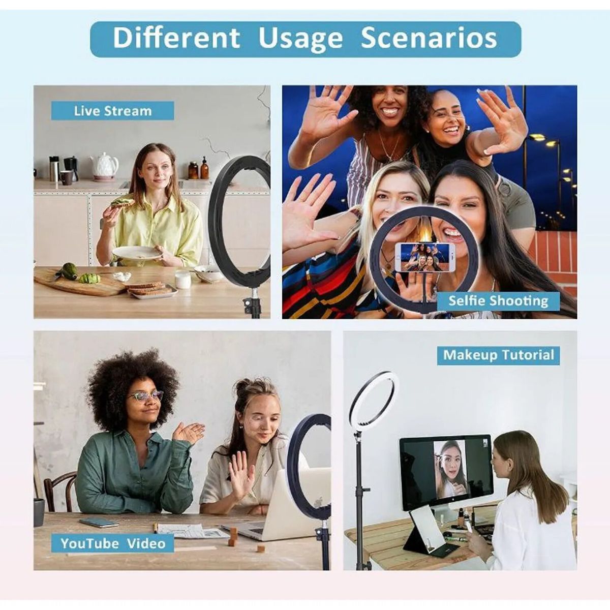 GENERICO - Aro Luz Led 30 Cm Con Trípode Ajustable Fotografía