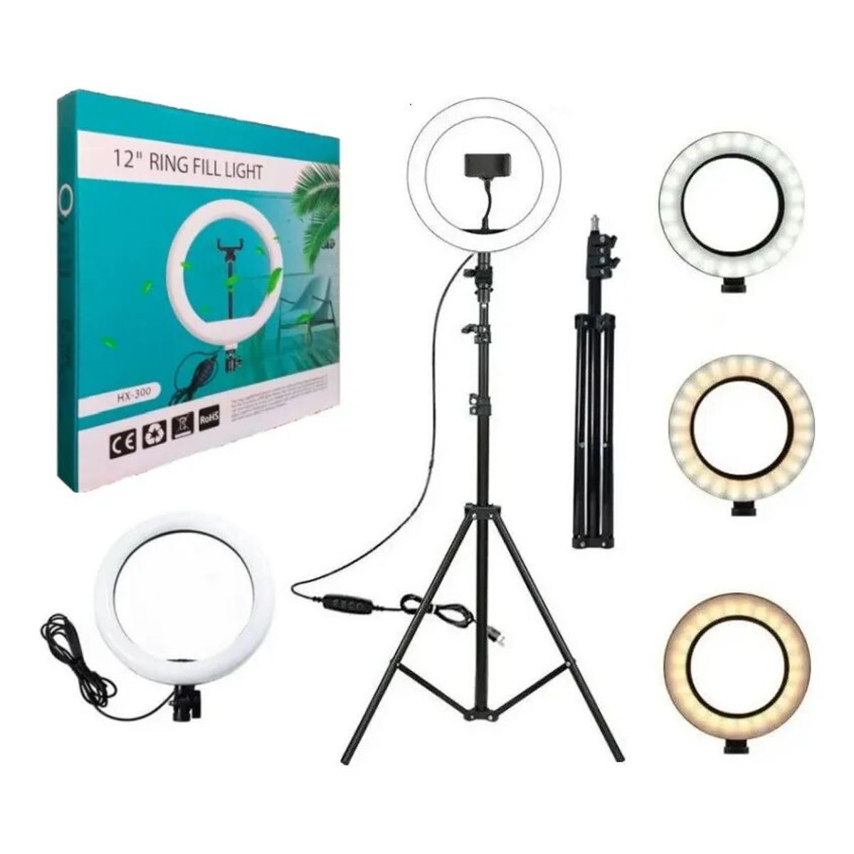 GENERICO - Aro De Luz Led 30cm + Trípode  + Soporte De Celular