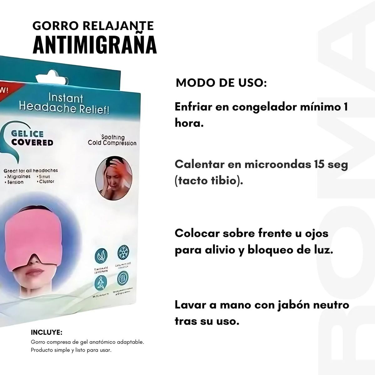 GENERICO - GORRO DE GEL ANTI MIGRAÑA COLORES VARIADOS
